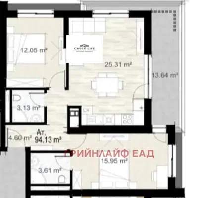 Снимка 4 — Тристаен апартамент в София, Център