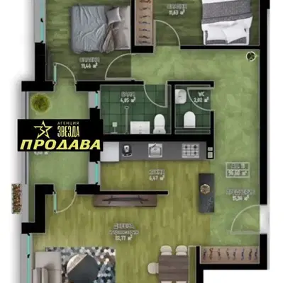 Снимка 3 — Тристаен апартамент в Пловдив, Кършияка