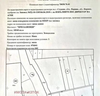 Снимка 3 — Парцел в Перник, с. Студена