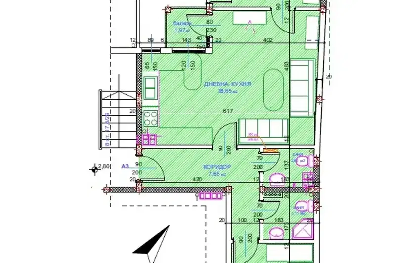 3-bedroom apartment in Ruse, Centyr