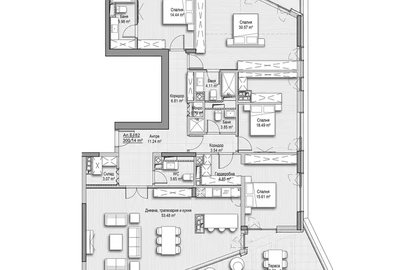 4-bedroom apartment in Sofiya, Vitosha
