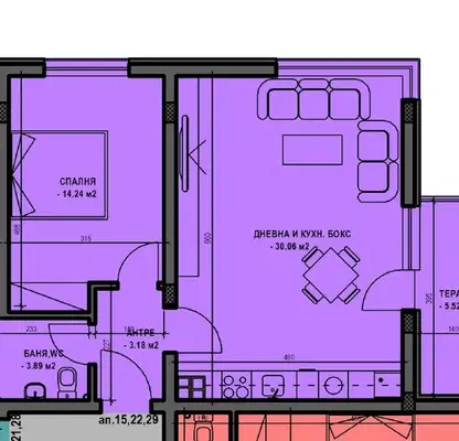 Снимка 2 — Двустаен апартамент с тераса в Остромила, Пловдив