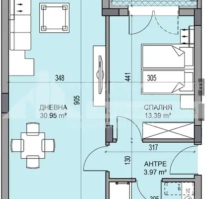 Снимка 3 — Двустаен апартамент в Пловдив, Гагарин