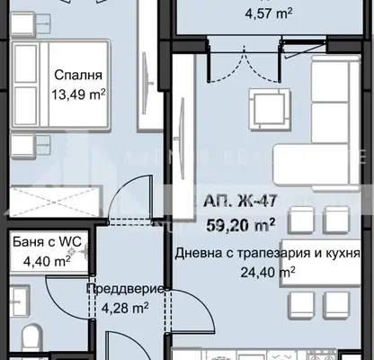 Снимка 2 — Двустаен апартамент в Пловдив, Христо Смирненски