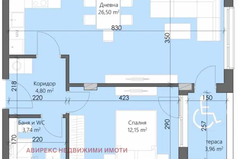 Двустаен апартамент с тераса в Кършияка, Пловдив