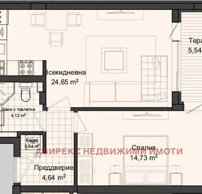 Снимка 4 — Двустаен апартамент в Пловдив, Кършияка
