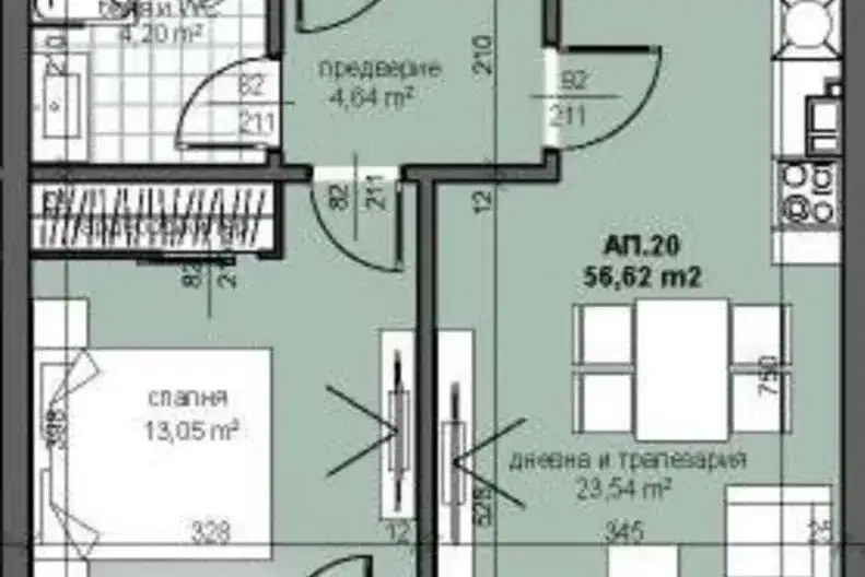Двустаен апартамент в Пловдив, Тракия