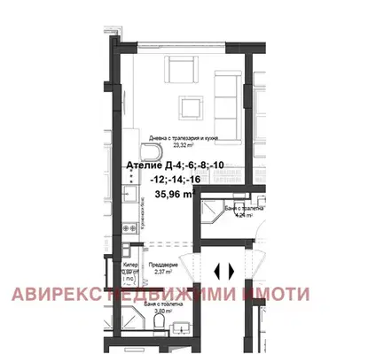 Снимка 3 — Едностаен апартамент в Пловдив, Гагарин