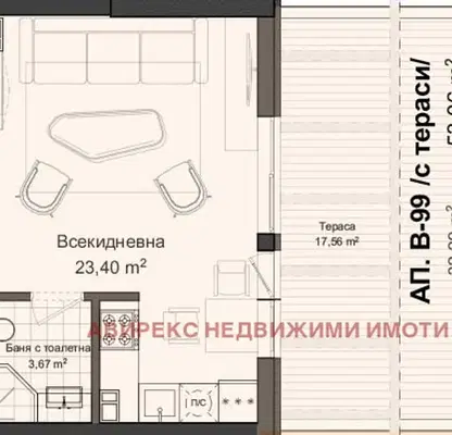 Снимка 2 — Едностаен апартамент в Пловдив, Кършияка