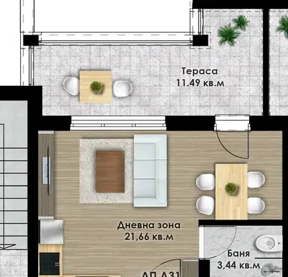 Снимка 2 — Едностаен апартамент в Пловдив, Кючук Париж