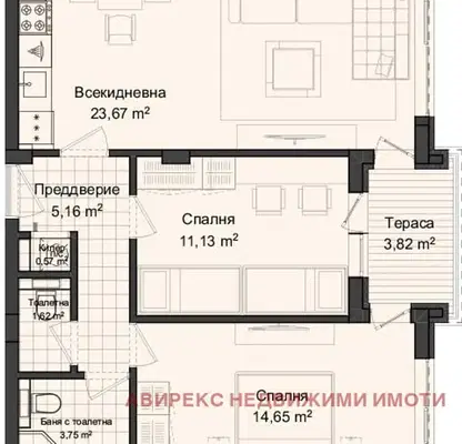 Снимка 2 — Тристаен апартамент в Пловдив, Кършияка