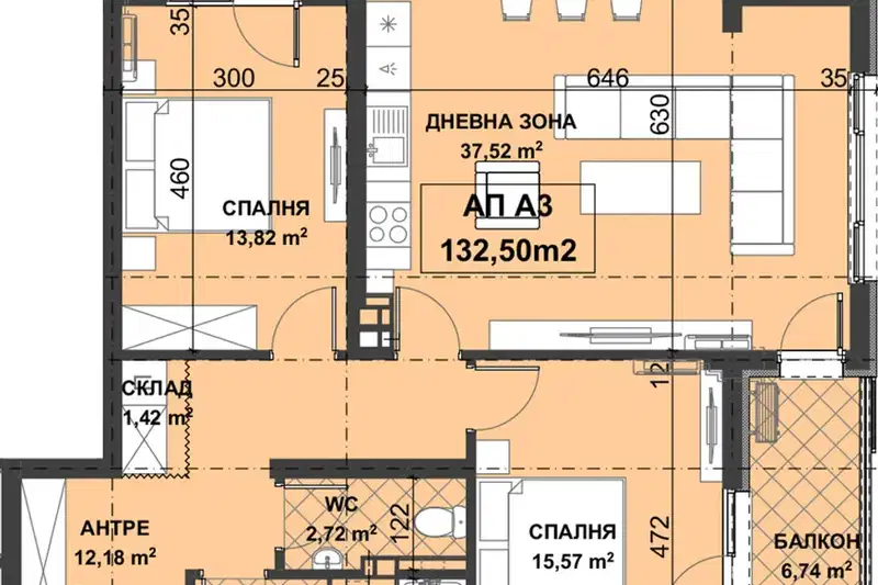 3-bedroom apartment in Plovdiv, Ostromila