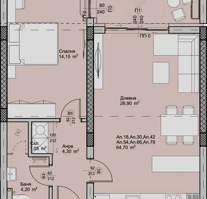Снимка 3 — Двустаен апартамент в Пловдив, Христо Смирненски