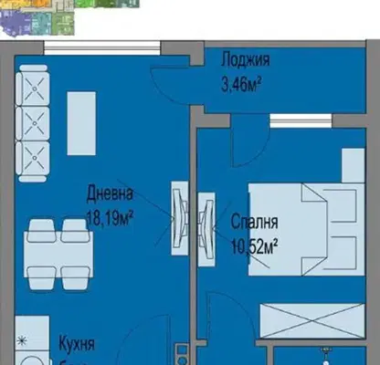 Снимка 2 — Двустаен апартамент в Бургас, Меден рудник - зона А