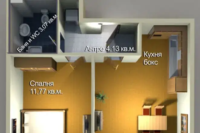 Двустаен апартамент в Бургас, Меден рудник - зона А