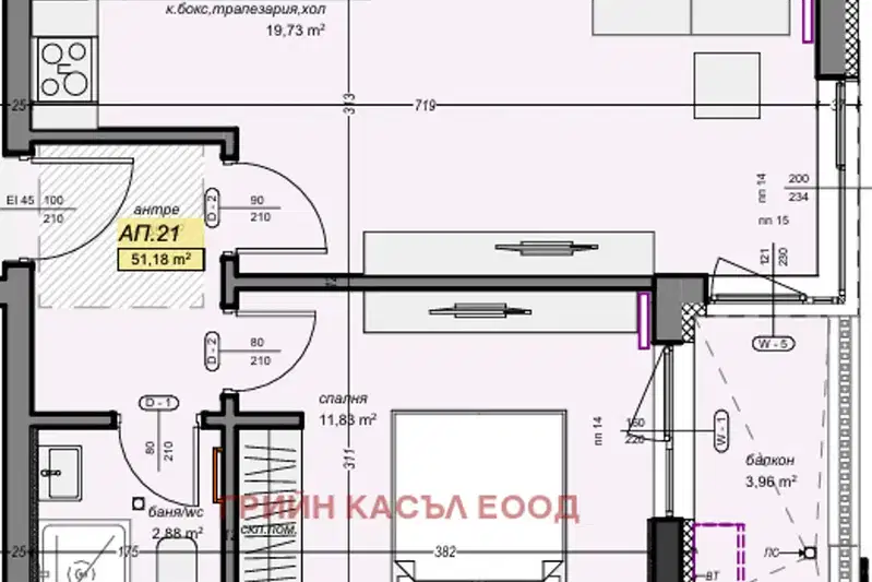 Two-room apartment in Nadezhda 2 with parking space and green areas