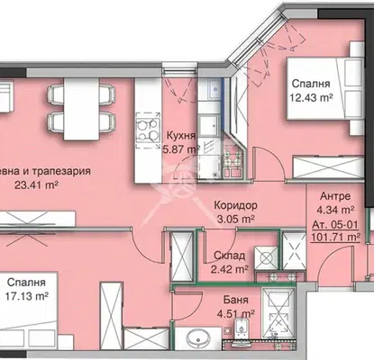 Снимка 2 — Тристаен апартамент в София, Кръстова вада