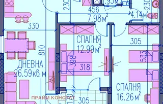 Тристаен апартамент в Пловдив, Тракия