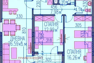 Тристаен апартамент в Пловдив, Тракия