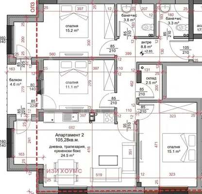Photo 3 — Four-room apartment in the center of Stara Zagora, new-build
