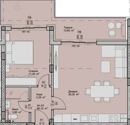 Снимка 2 — Двустаен апартамент в Пловдив, Христо Смирненски