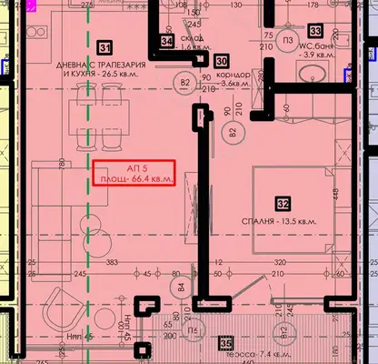 Снимка 3 — Двустаен апартамент в Пазарджик, Велин