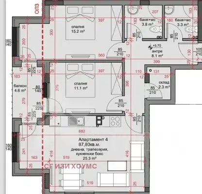 Photo 2 — Three-room apartment in the Center of Stara Zagora with elevator