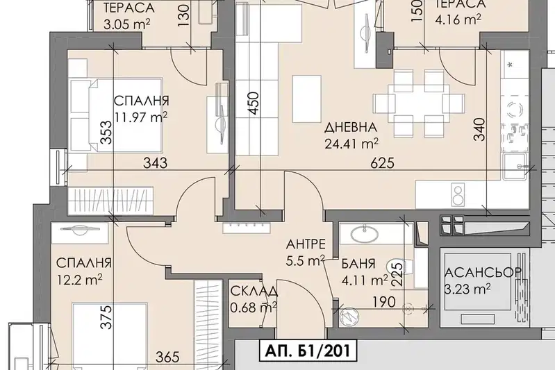 3-bedroom apartment in Burgas, Meden Rudnik - Zona B