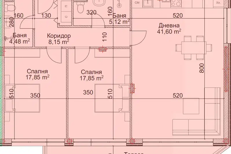 Тристаен апартамент с тераса в Струмско, Благоевград
