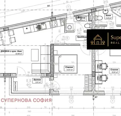 Снимка 2 — Тристаен апартамент с тераса в Дружба 1, София