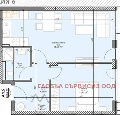 Снимка 3 — Двустаен апартамент в София, Зона Б-5