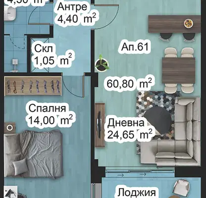 Снимка 2 — Двустаен апартамент в Пловдив, Младежки Хълм