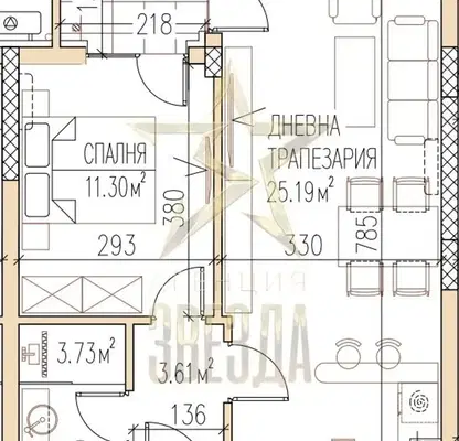 Снимка 3 — Двустаен апартамент в Пловдив, Остромила