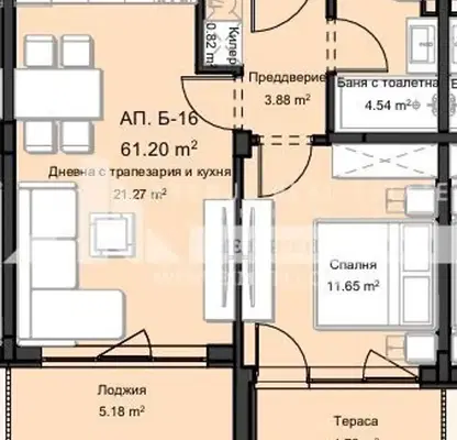 Снимка 3 — Двустаен апартамент с две тераси в Остромила, Пловдив