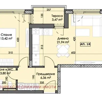 Снимка 2 — Двустаен апартамент с западно изложение в Тракия, Пловдив