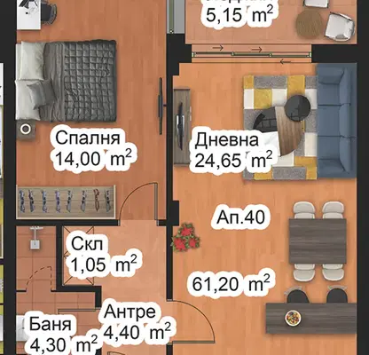 Снимка 2 — Двустаен апартамент в Пловдив, Западен