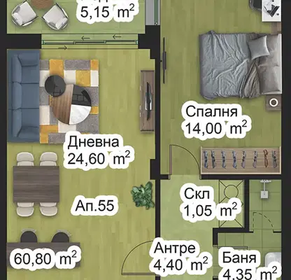 Снимка 2 — Двустаен апартамент в Пловдив, Западен