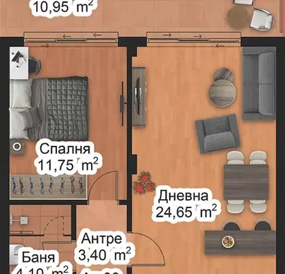Снимка 2 — Двустаен апартамент в Пловдив, Западен