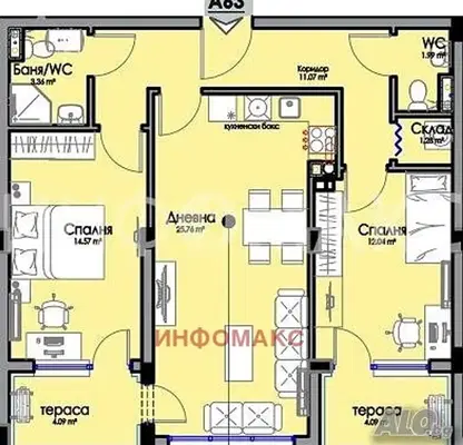 Снимка 2 — Тристаен апартамент в Бургас, Хоризонт