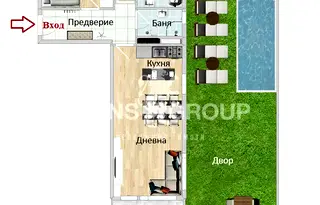 3-стаен апартамент с двор и паркомясто в Овча купел, София