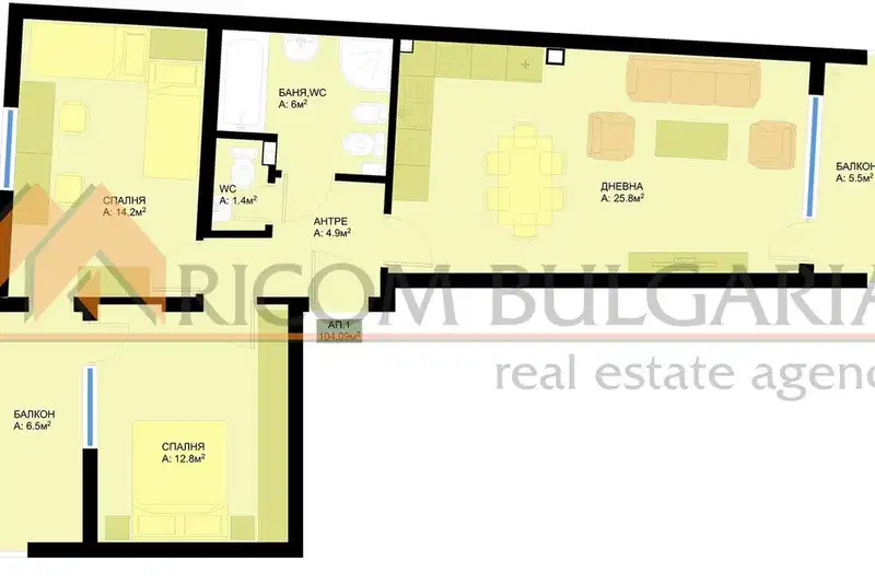 3-bedroom apartment in Varna, Pobeda