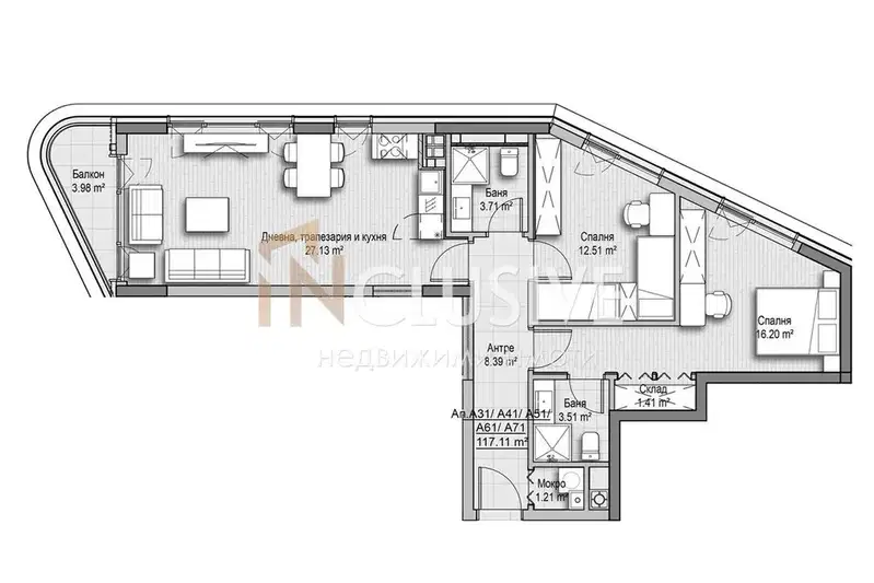 3-bedroom apartment in Sofiya, Vitosha