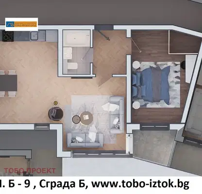Снимка 5 — Двустаен апартамент в София, Дружба 2