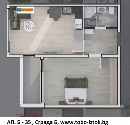 Снимка 5 — Двустаен апартамент в София, Дружба 2
