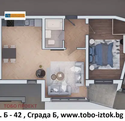 Снимка 5 — Двустаен апартамент в София, Дружба 2