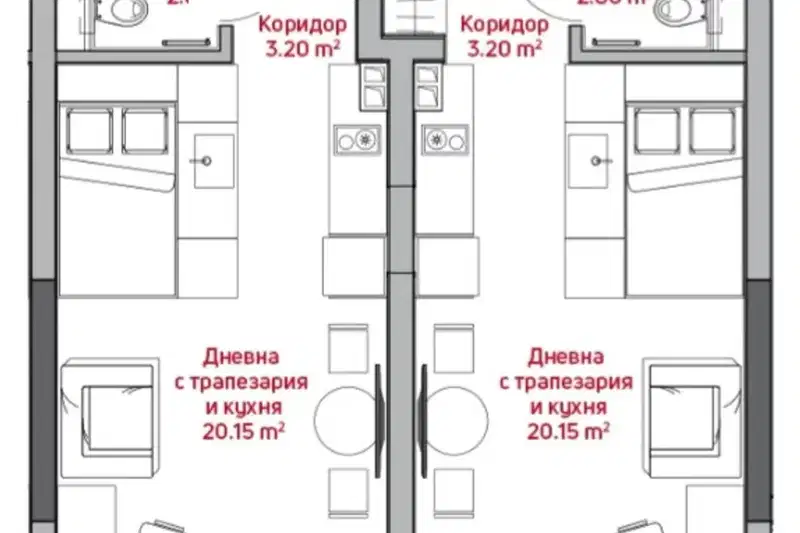 2-bedroom apartment in Sofiya, Centyr