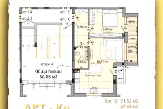 Двустаен апартамент в Перник, Изток