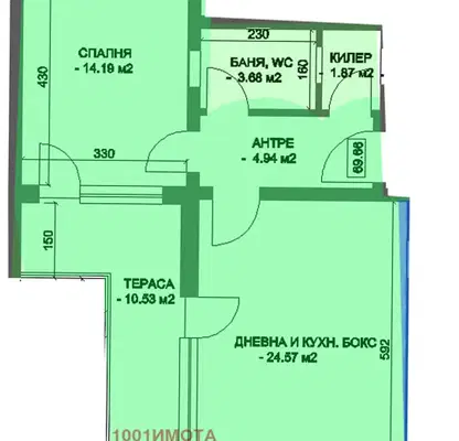 Снимка 2 — Двустаен апартамент в Пловдив, Коматево