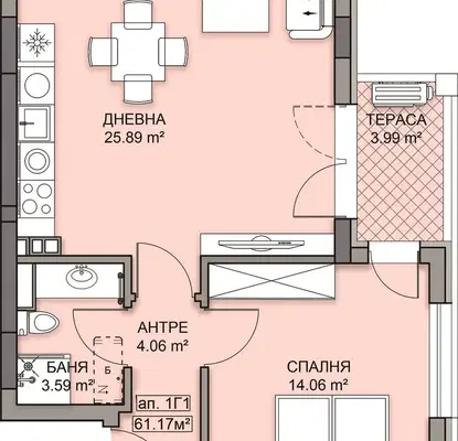 Снимка 4 — Двустаен апартамент в Пловдив, Кършияка
