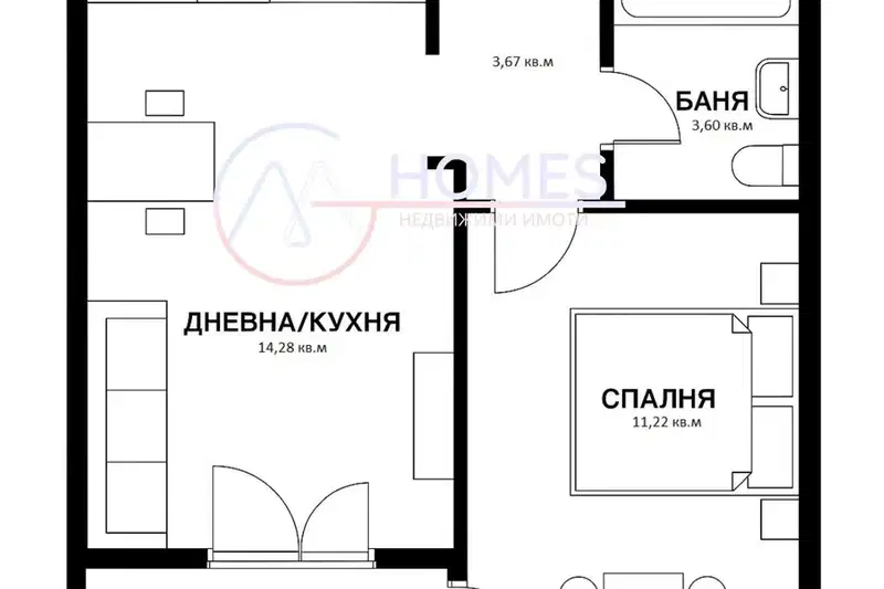 Двустаен апартамент в София, Зона Б-19